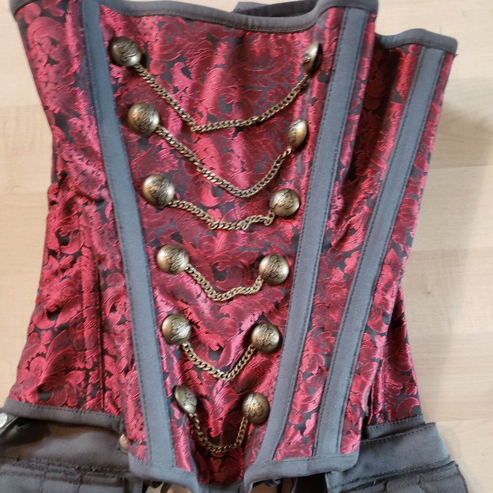 Steelboned Corset Victorian Steampunk Cosplay Tactical Festival wear Distressed